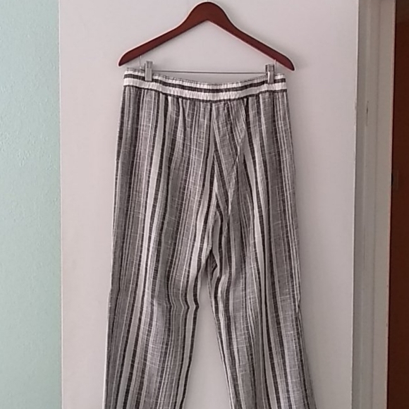 Drew linen mix wide leg summer striped pants - Picture 3 of 5
